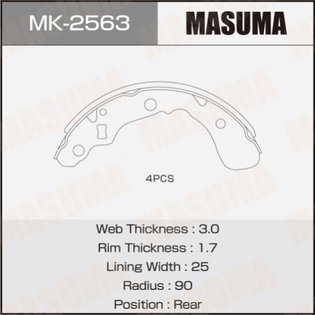 Колодки тормозные барабанные Masuma, MK-2563