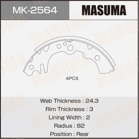 Колодки тормозные барабанные Masuma, MK-2564