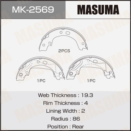 Колодки тормозные барабанные Masuma, MK-2569