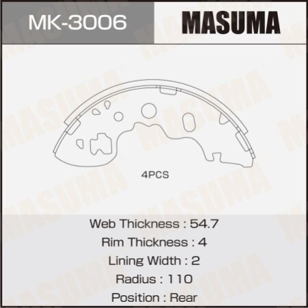 Колодки тормозные барабанные Masuma, MK-3006