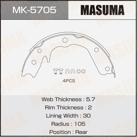 Колодки тормозные барабанные Masuma, MK-5705