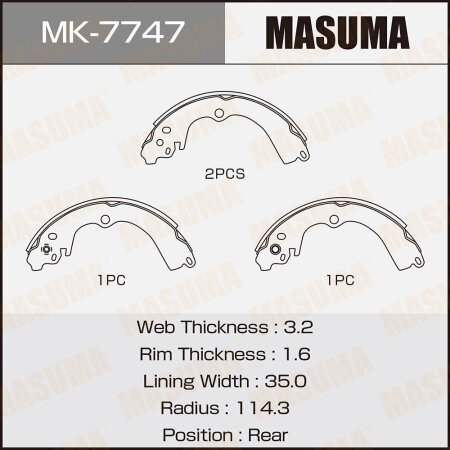 Brake shoes Masuma, MK-7747