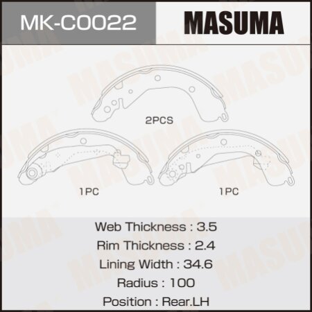 Колодки тормозные барабанные Masuma, MK-C0022