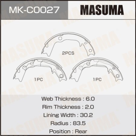 Колодки тормозные барабанные Masuma, MK-C0027