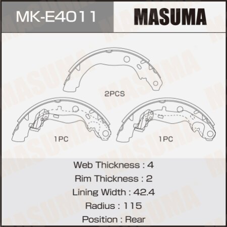 Колодки тормозные барабанные Masuma, MK-E4011