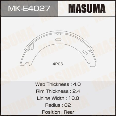Brake shoes Masuma, MK-E4027