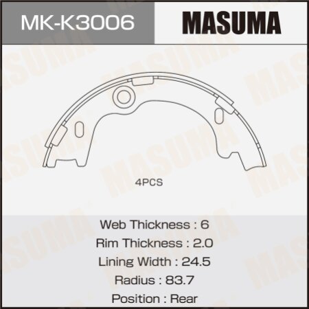 Колодки тормозные барабанные Masuma, MK-K3006