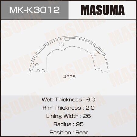 Колодки тормозные барабанные Masuma, MK-K3012