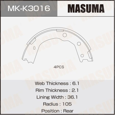 Колодки тормозные барабанные Masuma, MK-K3016
