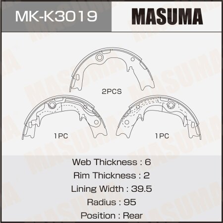 Колодки тормозные барабанные Masuma, MK-K3019