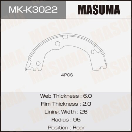 Колодки тормозные барабанные Masuma, MK-K3022