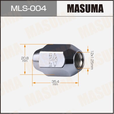 Гайка колесная Masuma M12x1.25(R)  под ключ 21, MLS-004