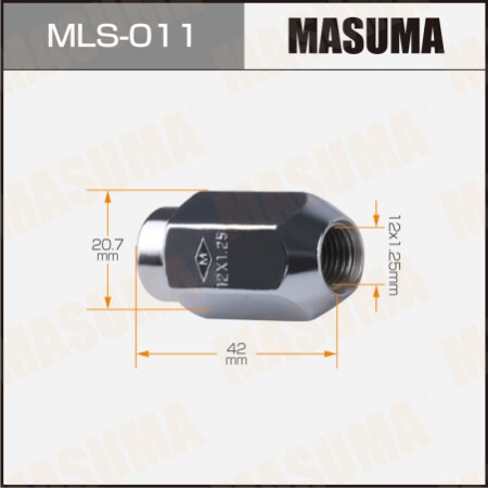 Wheel nut Masuma M12x1.25(R) size 21, MLS-011