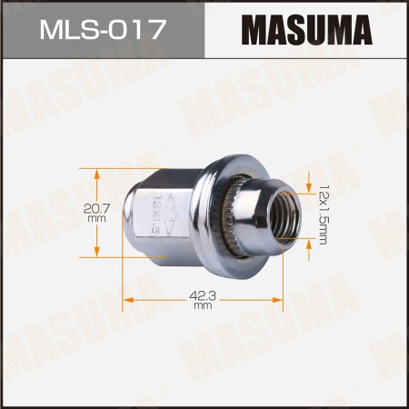 Wheel nut Masuma M12x1.5(R) size 21, MLS-017