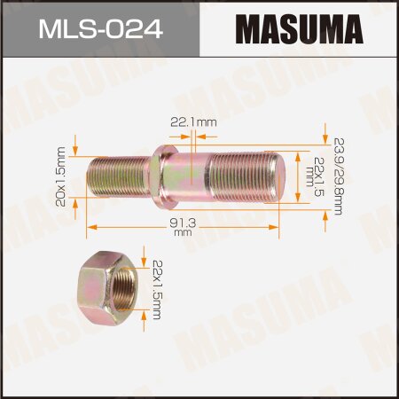Wheel stud Masuma M22x1.5(R), M20x1.5(R), MLS-024