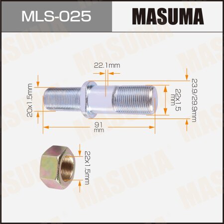 Wheel stud Masuma M22x1.5(R), M20x1.5(L), MLS-025