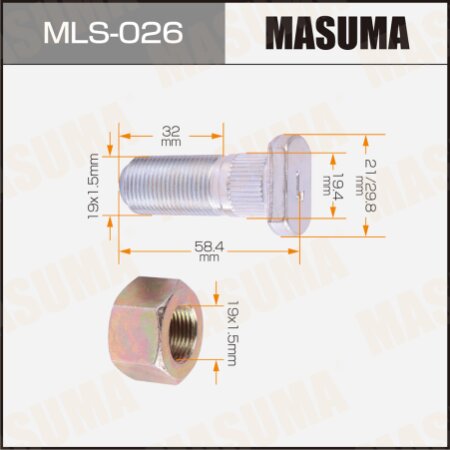 Wheel stud Masuma M19x1.5(L), MLS-026