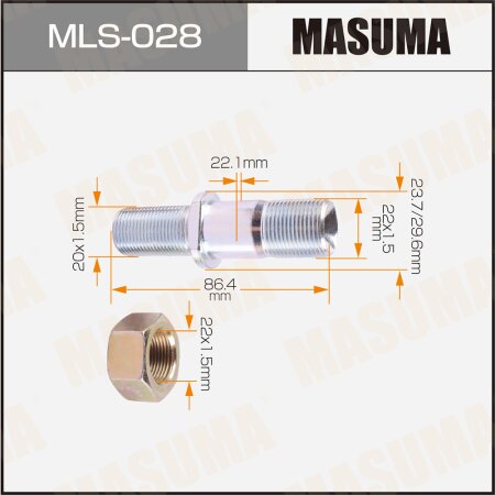 Wheel stud Masuma M22x1.5(R), M20x1.5(L), MLS-028