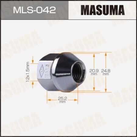 Гайка колесная Masuma M12x1.5(R) под ключ 21, открытая, MLS-042