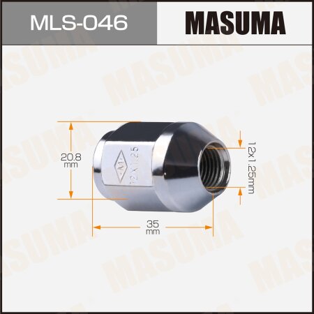 Wheel nut Masuma M12x1.25(R) size 21, MLS-046