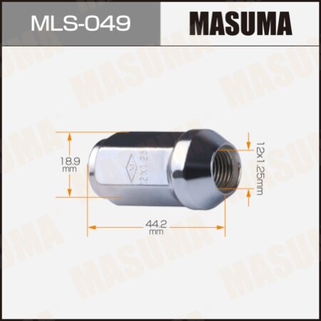 Wheel nut Masuma M12x1.25(R) size 19, MLS-049