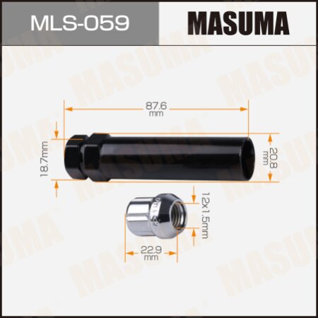 Locking lug wheel nut set Masuma M12x1.5(R), MLS-059
