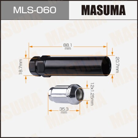 Locking lug wheel nut set Masuma M12x1.25(R), MLS-060
