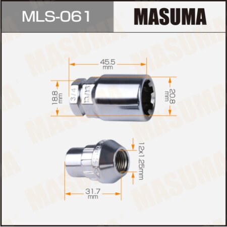 Locking lug wheel nut set Masuma M12x1.25(R), MLS-061