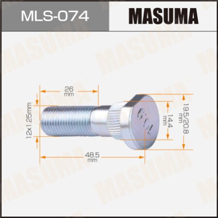 Wheel stud Masuma M12x1.25(R), MLS-074