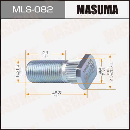 Wheel stud Masuma M16x1.5(R), MLS-082
