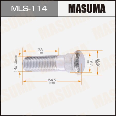 Wheel stud Masuma M14x1.5(L), MLS-114
