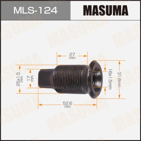 Double wheel stop bolt Masuma M25x1.5(R), M16x1.5(R), MLS-124