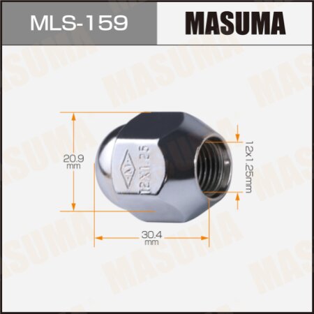 Wheel nut Masuma M12x1.25(R) size 21, MLS-159