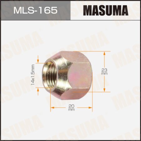 Гайка колесная Masuma M14x1.5(R) под ключ 23 открытая, MLS-165