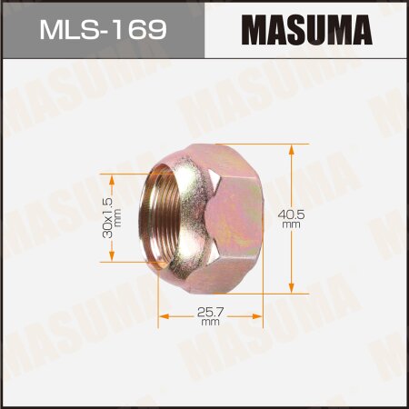 Гайка колесная Masuma M 30x1.5(R) под ключ 41 открытая, MLS-169