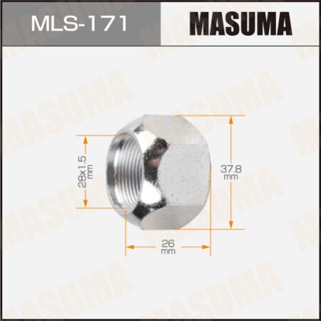 Гайка колесная Masuma M 28x1.5(R) под ключ 38 открытая, MLS-171