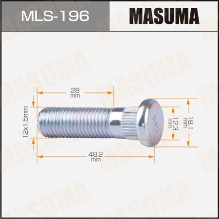 Wheel stud Masuma M12x1.5(R), MLS-196