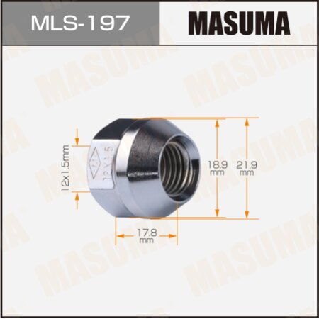 Гайка колесная Masuma M 12x1.5(R) под ключ 19 открытая, MLS-197
