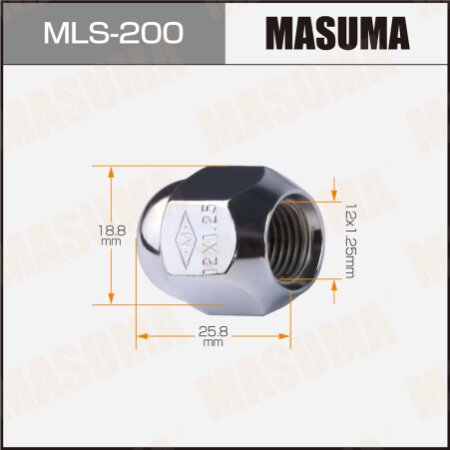 Wheel nut Masuma M 12x1.25(R) size 19, MLS-200