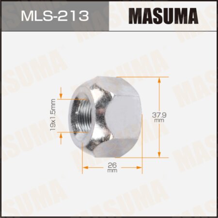 Wheel nut Masuma M19x1.5(L) size 38 open-end, MLS-213
