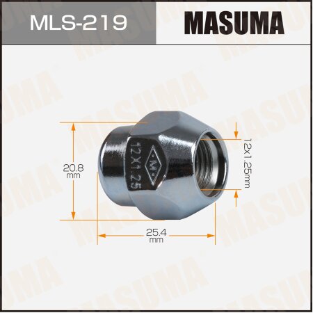 Гайка колесная Masuma M12x1.25(R) под ключ 21, MLS-219