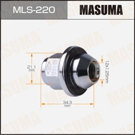Wheel nut Masuma M12x1.25(R) size 21, MLS-220