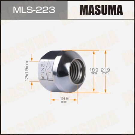 Гайка колесная Masuma M12x1.5(R) под ключ 19 открытая, MLS-223