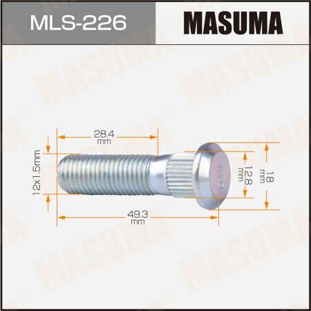 Wheel stud Masuma M12x1.5(R), MLS-226