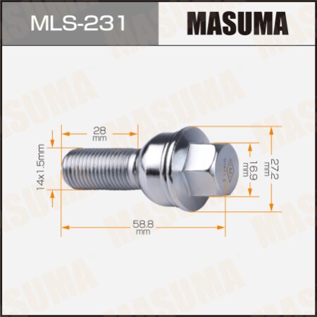 Wheel bolt Masuma M14x1.5(R), MLS-231