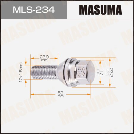 Wheel bolt Masuma M12x1.5(R), MLS-234