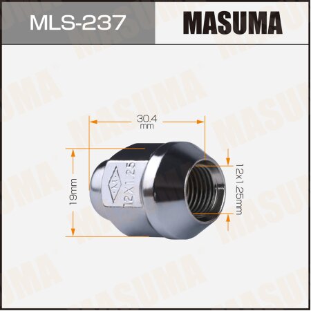 Гайка колесная Masuma M12x1.25(R) под ключ 19, MLS-237