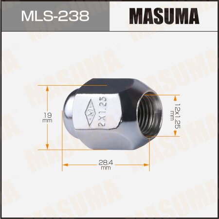 Wheel nut Masuma M12x1.25(R) size 19, MLS-238
