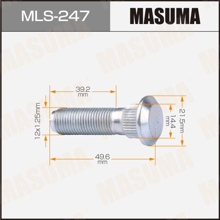 Wheel stud Masuma M12x1.25(R), MLS-247