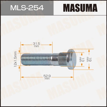 Wheel stud Masuma M12x1.5(R), MLS-254